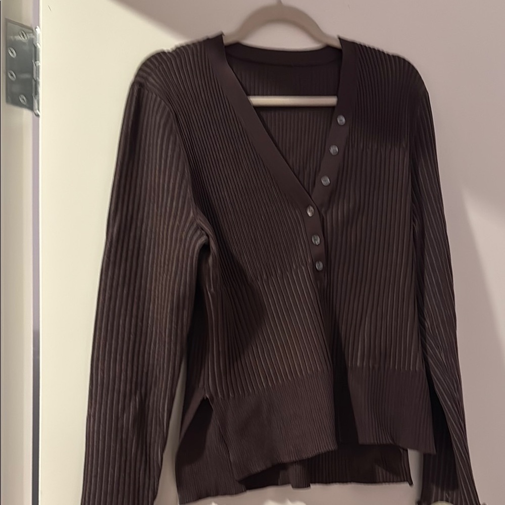 Jonathan Simkhai Brown Asymmetrical Cardigan